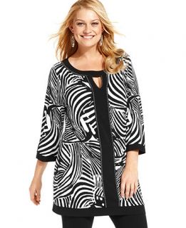 Style&co. Plus Size Top, Three Quarter Sleeve Zebra Print Tunic   Plus