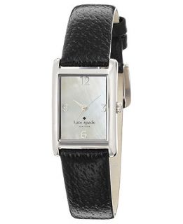 kate spade new york Watch, Womens Cooper Black Leather Strap 32x21mm