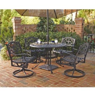 Styles 5 Piece 42 Round Outdoor Dining Set with Swivel Chairs Black