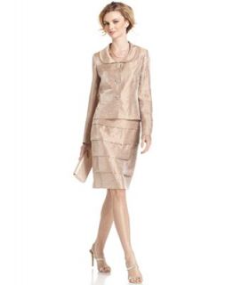 Kasper Suit, Jewel Button Jacket & Tiered skirt