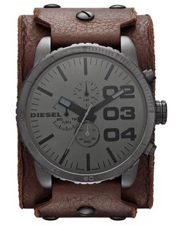 Diesel Watch, Mens Chronograph Brown Leather Cuff Strap 51mm DZ4273