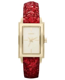 DKNY Watch, Womens Red Sequin Leather Strap 28x22mm NY8711   All