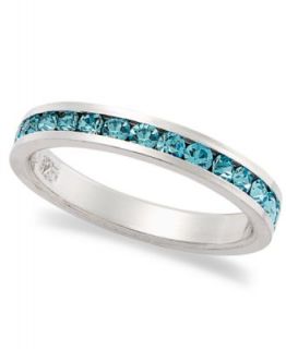 Traditions Sterling Silver Ring, Channel Set Blue Swarovski Crystal