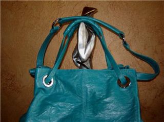 Francesco Biasia Aqua Leather Bag Tote Purse Zip Handbag Retails $568