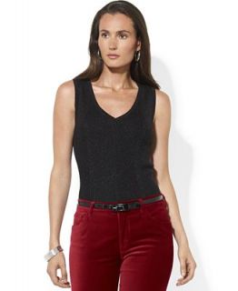 Lauren Ralph Lauren Sweater, Sleeveless Ribbed V Neck