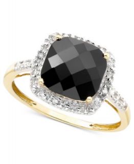 14k Gold Onyx & Diamond Accent Ring