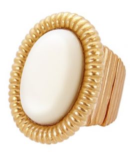 Tahari Ring, Gold Tone Ivory Bead Wrap Ring