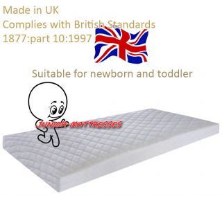 Cot Junior Bed Cot Bed Fully Breathable Nursery Foam Mattress Quilted