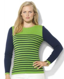 Lauren Ralph Lauren Plus Size Top, Three Quarter Sleeve Colorblocked