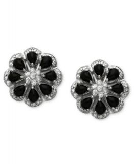 Sterling Silver Jewelry Collection, Onyx and Diamond Accent Flower