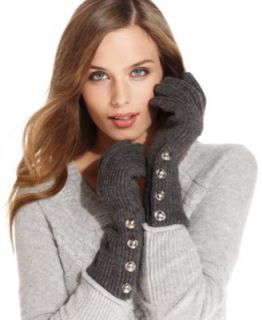 MICHAEL Michael Kors Gloves, Ribbed Knit Gloves with Logo Buttons