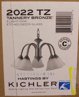 Hastings Kichler 2022 TZ Tannery Bronze 5 Light Etched Seedy Glass