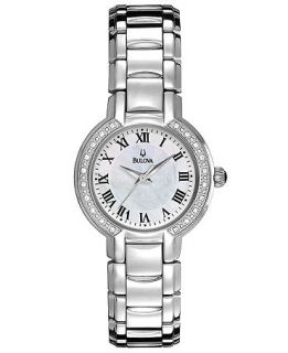 Bulova Watch, Womens Diamond Accent Stainless Steel Bracelet 27mm
