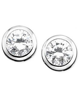 CRISLU Earrings, Platinum Over Sterling Silver Bezel Set Cubic