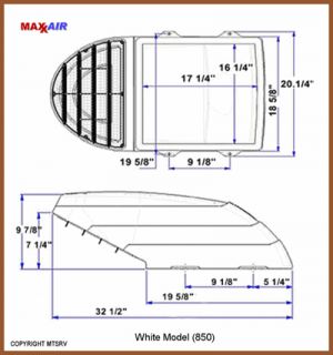 MAXXAIR Fan/Mate Model 850 Vent & Ceiling Fan Rain Cover   WHITE   RV