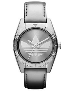 adidas Watch, Unisex Silver Metallic Leather Strap 32mm ADH2778   All