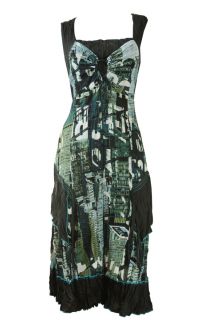 Black Blue Green Lace Front City Print Dress Miriam Size 16 18 New
