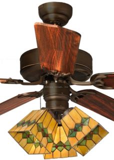 Martini 3 Light Tiffany Style Stained Glass Ceiling Fan