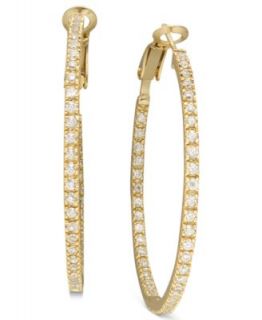 Brilliant 18k Gold Over Sterling Silver Earrings, Cubic Zirconia