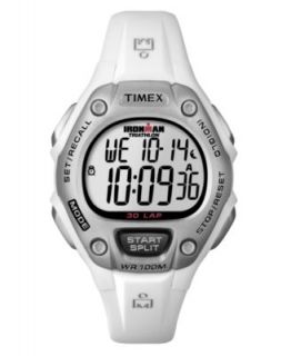 Timex Watch, Womens Digital Ironman 30 Lap White Resin Strap 38mm