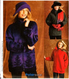 McCalls Pattern 4217 Misses Unlined Jackets Hat Polar Fleece Gear L