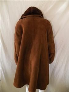 Maximilian Bloomingdales Shearling Sheepskin Suede Brown Coat L XL