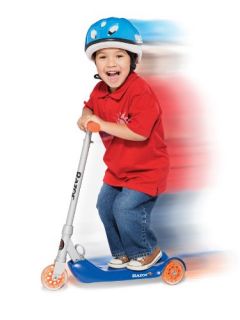 Folding scooter for young children with impact resistant plastic body