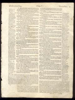 1599 Geneva Quarto Roman Letter Bible Leaf Matthew 5 Beatitudes