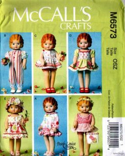 McCalls Doll Pattern 6573 18 Dolls 6 Outfits Pearl Louise Design