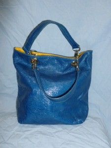 Maurizio Taiuti Blue Leather Bucket Bag Purse Tote Handbag