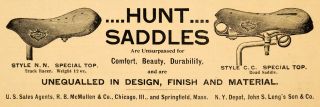 1894 Ad Hunt Saddles Bicycle Biker McMullen Bike Parts   ORIGINAL