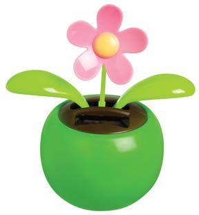 of 3 Novelty Solar Powered Dancing Pink Flowers Green Science