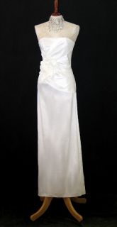 NWT Jessica McClintock 22171 White Flowered Stretch Taffeta Long Dress