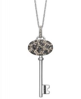 Diamond Pendant, Sterling Silver Champagne and Black Diamond (1/2 ct