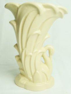 McCoy Cream White Ceramic Swan Vase Planter