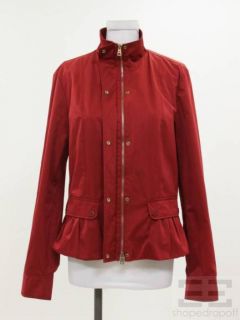 MaxMara Weekend Deep Red Zip Front Jacket with Belt Size US 12