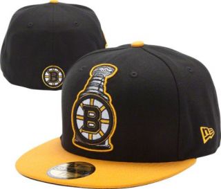 New Era NHL Boston Bruins Big Trophy 5950 Fitted Cap Black Gold 7 5 8