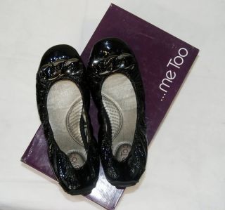 New Me Too Lizzie Black Patent Size 6 9 5 Ballerina Flat 580461