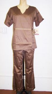 Dickies Medical Uniforms Stretch Sateen Brown Medium Fashion Scrub Set