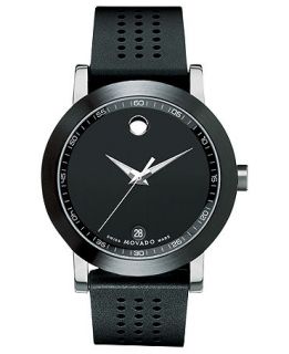 Movado Watch, Mens Swiss Museum Sport Black Perforated Rubber Strap