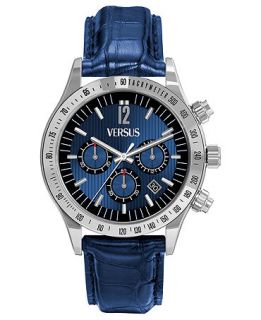 Versus by Versace Watch, Unisex Chronograph Cosmopolitan Blue Leather