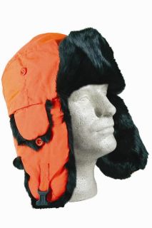 Yukon Hats Defect Buttons Blaze Orange Hunting Safety Rabbit Fur