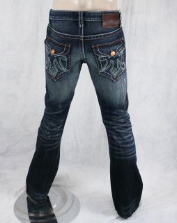 MEK Denim Jeans Mens Oaxaca Dark Blue Slim Bootcut M1OAX4X4