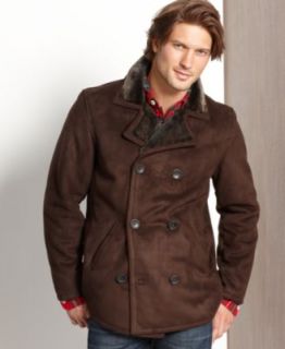 Nautica Coat, Faux Shearling Lined Double Breasted Coat