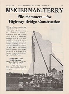 1925 McKiernan Terry Drill Co Ad Model 9 B Pile Hammer