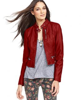 Levis Jacket, Band Collar Faux Leather Motorcylce   Womens Jackets
