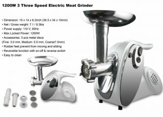 1200W Electric Meat Grinder 3 Cutting Plate UL Manufacturer Quantity