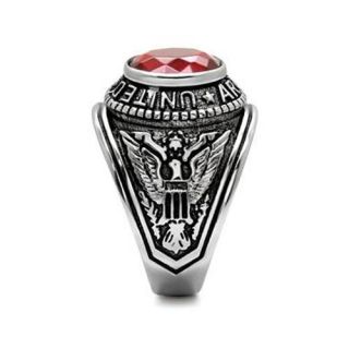 Sale Hot Men Stainless Steel Synthetic Siam US Army Ring Size 9 10 11