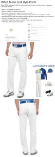 2012 Puma Mens Golf Style Pants Trousers White 34x32 Rickie Fowler