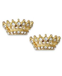Juicy Couture Earrings, Gold Tone Glass Crown Stud Earrings